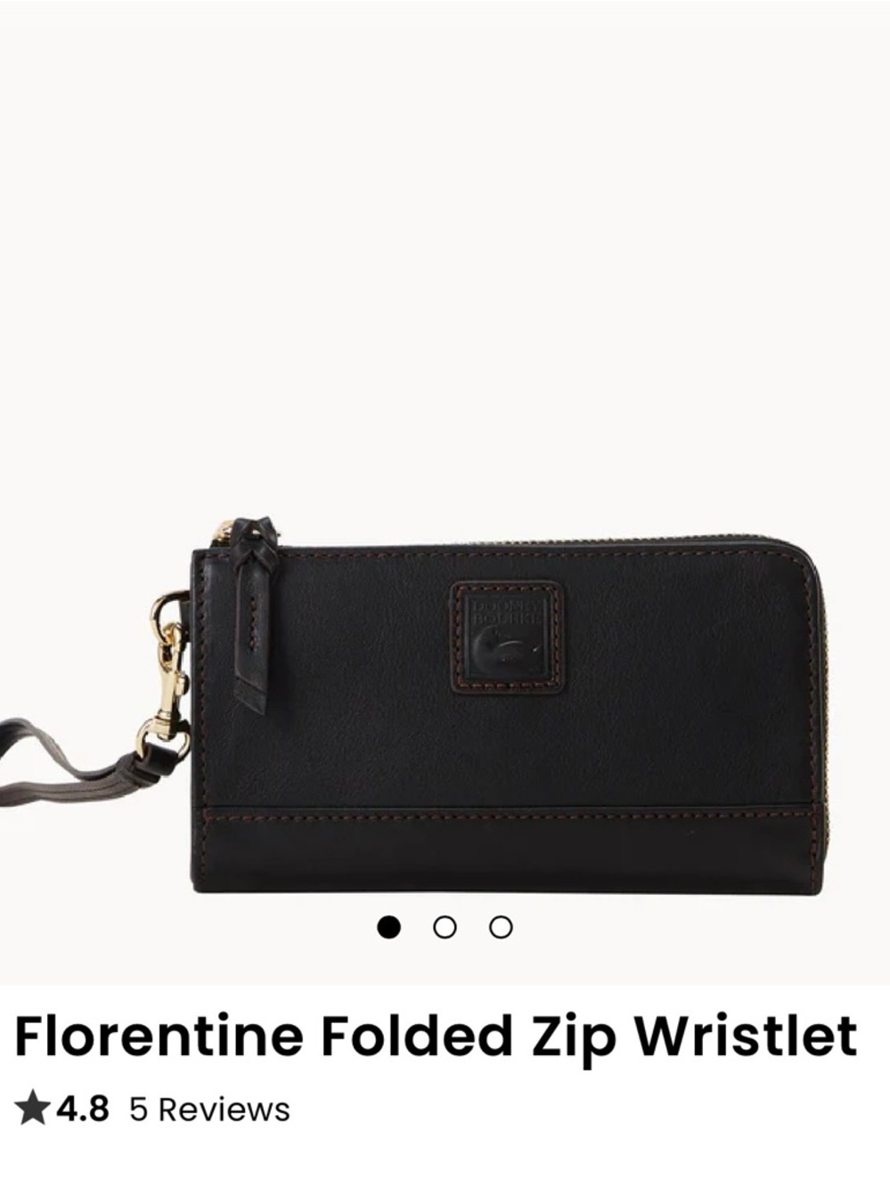 Dooney & Bourke Black Florentine Zip Wristlet with Wrist Strap